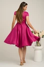 Rochie fucsia din satin cu trandafir in talie