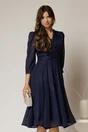 Rochie Gina midi bleumarin din voal cu fir lurex in clos, 1, dyfashion.ro