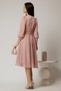 Rochie Gina midi roz din voal cu fir lurex in clos, 2, dyfashion.ro