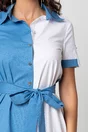 Rochie Iasmina tip camasa albastra cu nasturi metalici