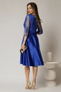 Rochie Inna midi albastra din tafta in clos cu dantela la bust, 2, dyfashion.ro