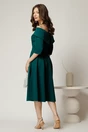 Rochie Irene midi verde in clos cu umerii goi si funda la bust, 2, dyfashion.ro