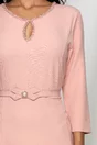 Rochie Ivette roz pudra cu maneci trei sferturi