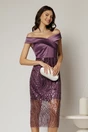 Rochie Joanna mov de ocazie din tafta si paiete, 1, dyfashion.ro
