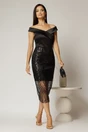 Rochie Joanna neagra de ocazie din tafta si paiete, 3, dyfashion.ro