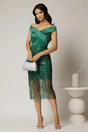 Rochie Joanna verde de ocazie din tafta si paiete, 3, dyfashion.ro