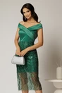 Rochie Joanna verde de ocazie din tafta si paiete, 1, dyfashion.ro