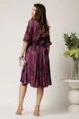 Rochie Julia midi mov din satin in clos cu aspect sidefat si cordon cu strasuri, 2, dyfashion.ro