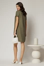 Rochie kaki din in cu flori brodate si croi drept, 2, dyfashion.ro