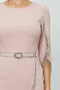 Rochie Karina roz cu aplicatii metalice tip lantisor
