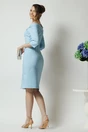 Rochie La Donna de ocazie din stofa bleu conica cu decolteu barcuta