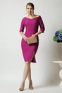Rochie La Donna de ocazie din stofa magenta conica cu decolteu barcuta