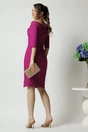 Rochie La Donna de ocazie din stofa magenta conica cu decolteu barcuta