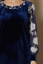 Rochie LaDonna albastra din catifea cu maneci din voal