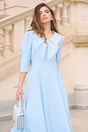 Rochie LaDonna bleu clos de ocazie cu guler maxi si nasturi perluta