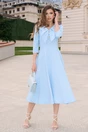 Rochie LaDonna bleu clos de ocazie cu guler maxi si nasturi perluta