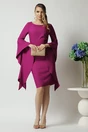 Rochie LaDonna de ocazie din stofa magenta cu maneci maxi evazate