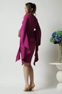 Rochie LaDonna de ocazie din stofa magenta cu maneci maxi evazate