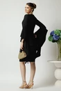 Rochie LaDonna de ocazie din stofa neagra cu maneci maxi evazate