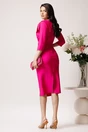 Rochie LaDonna eleganta din stofa fucsia cu funda maxi pe umar si fronseu in talie, 2, dyfashion.ro