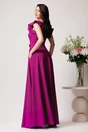 Rochie LaDonna lunga din stofa magenta cu funda in talie, 2, dyfashion.ro