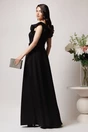 Rochie LaDonna lunga din stofa neagra cu funda in talie, 3, dyfashion.ro