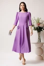 Rochie midi lila din stofa in clos cu flori maxi pe buzunare- LaDonna, 5, dyfashion.ro