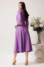 Rochie midi lila din stofa in clos cu flori maxi pe buzunare- LaDonna, 3, dyfashion.ro