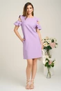 Rochie LaDonna office din stofa lila cu volane la maneci