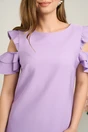 Rochie LaDonna office din stofa lila cu volane la maneci