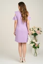 Rochie LaDonna office din stofa lila cu volane la maneci
