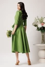 Rochie LaDonna office din stofa verde cu flori maxi pe buzunare, 2, dyfashion.ro