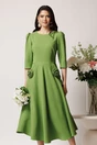 Rochie LaDonna office din stofa verde cu flori maxi pe buzunare, 1, dyfashion.ro