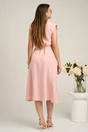 Rochie LaDonna din viscoza roz cu cordon si floare in talie