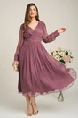 Rochie Leonard Collection eleganta din matase lila