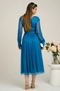Rochie Leonard Collection eleganta din matase naturala turcoaz