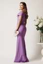 Rochie lila lunga din stofa cu decolteu barcuta si crapatura pe picior- LaDonna, 2, dyfashion.ro