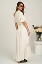 Rochie lunga alba din viscoza cu broderie pastelata si cordon in talie, 2, dyfashion.ro