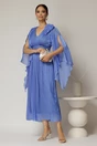 Rochie lunga albastra de seara din voal peliculizat, 1, dyfashion.ro