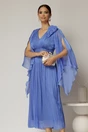 Rochie lunga albastra de seara din voal peliculizat, 3, dyfashion.ro