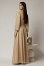 Rochie lunga bej cu glitter cu decolteu petrecut si cordon in talie, 2, dyfashion.ro
