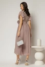 Rochie lunga bej de ocazie cu broderie la bust si detaliu in talie, 2, dyfashion.ro