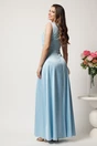 Rochie lunga bleu din tafta cu flori la bust- Ella Collection Madison, 3, dyfashion.ro