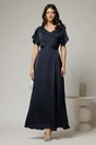 Rochie lunga bleumarin de ocazie din voal, 1, dyfashion.ro