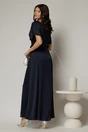 Rochie lunga bleumarin de ocazie din voal, 2, dyfashion.ro
