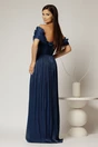 Rochie lunga bleumarin de ocazie din voal peliculizat cu bust tip corset, 2, dyfashion.ro