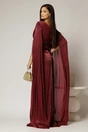Rochie lunga bordo de sera din voal peliculizat cu aplicatii pe talie, 2, dyfashion.ro