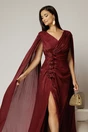 Rochie lunga bordo de sera din voal peliculizat cu aplicatii pe talie, 3, dyfashion.ro