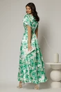 Rochie lunga de ocazie din satin cu imprimeuri verzi, 2, dyfashion.ro