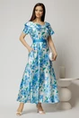 Rochie lunga de ocazie ivoar cu imprimeuri bleu, 1, dyfashion.ro